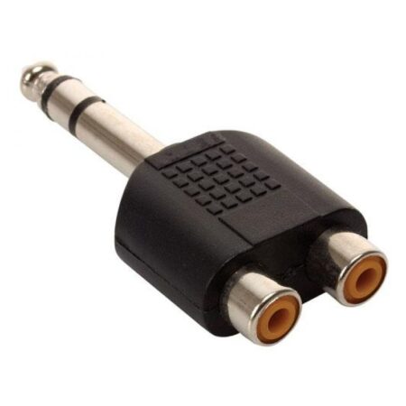 ADAPTADOR DE 2 JACKS DE 3.5MM ESTEREO A 1PLUG DE 6.3MM ESTEREO