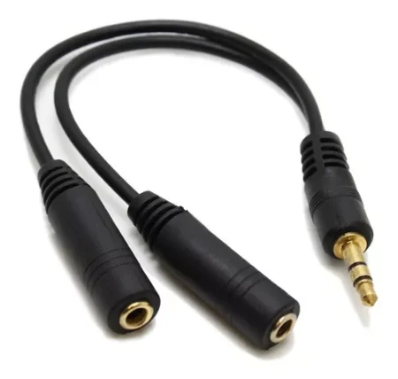 EXTENSION NEGRO 2 JACK HEMBRE A 3.5 MM DE 20 CM